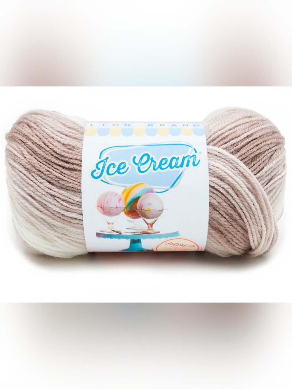 NWT 4-skein Bundle Lion Brand Ice Cream Acrylic Yarn - Coffee.